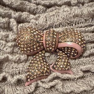 Joan Rivers Rose Gold Crystal Bow Brooch